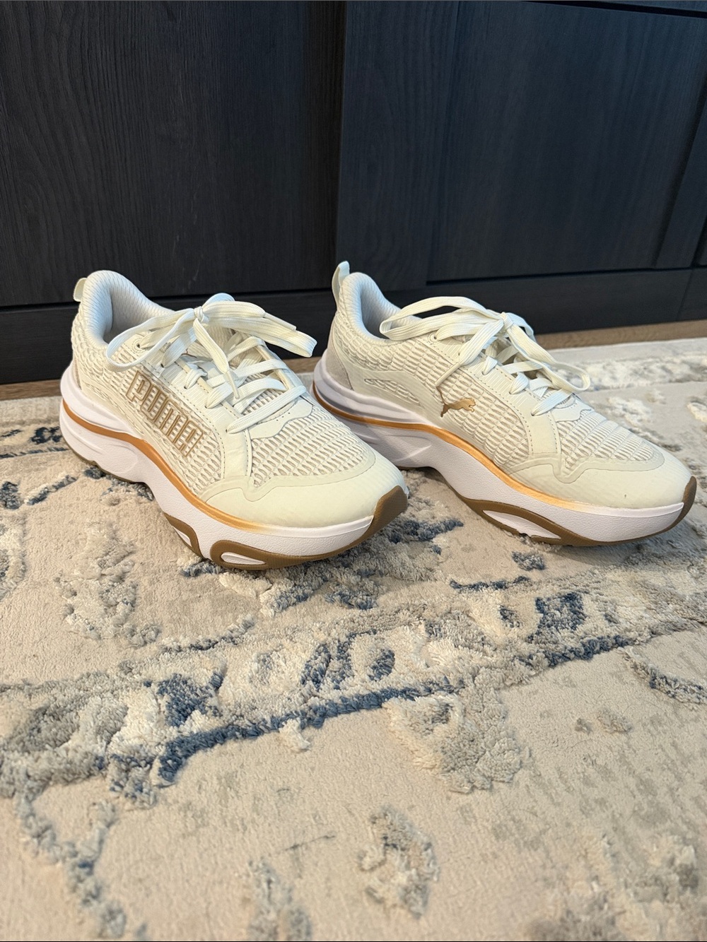 Puma Women's Cream Sneakers with Tan Accents